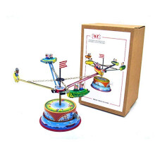 Wind Up Tin Toy Vintage Spaceship with Mechanical Motion Retro Tin Construction Party Favor Gift