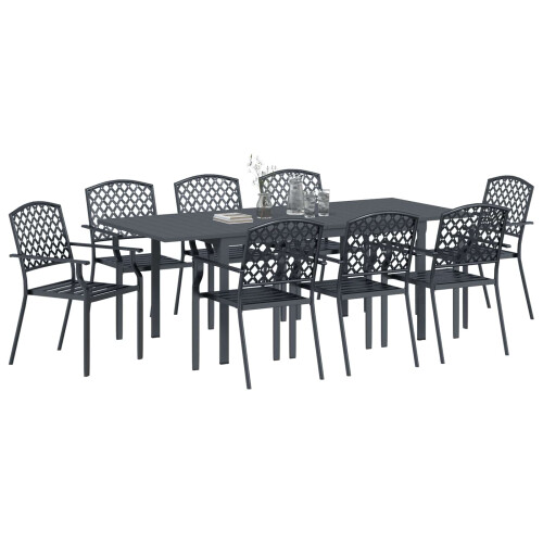 Berkfield Garden Dining Set 9 pcs Anthracite Steel 2
