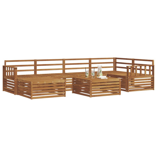 Berkfield Outdoor Sofa Set 7 pcs Natural Solid Acacia Wood 2