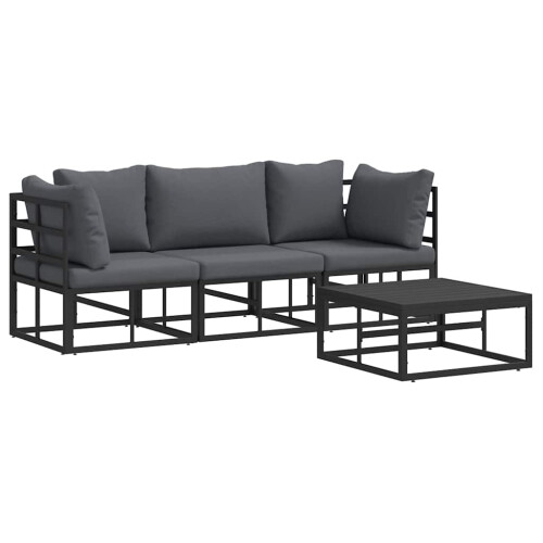 Berkfield Garden Sofa Set 4 pcs Black Metal 1