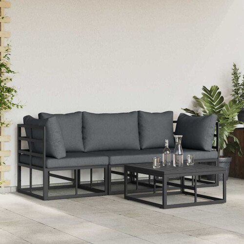Berkfield Garden Sofa Set 4 pcs Black Metal 2