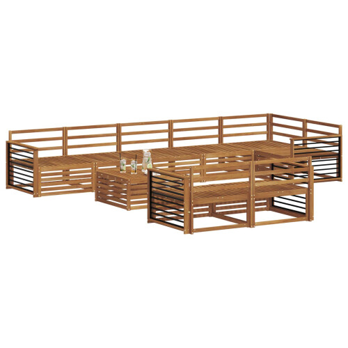 Berkfield Outdoor Sofa Set 9 pcs Natural Solid Acacia Wood 2