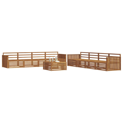 Berkfield Outdoor Sofa Set 9 pcs Natural Solid Acacia Wood 2
