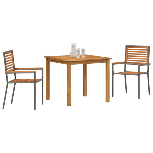 Berkfield Garden Dining Set 3 pcs Grey Solid Acacia Wood 2