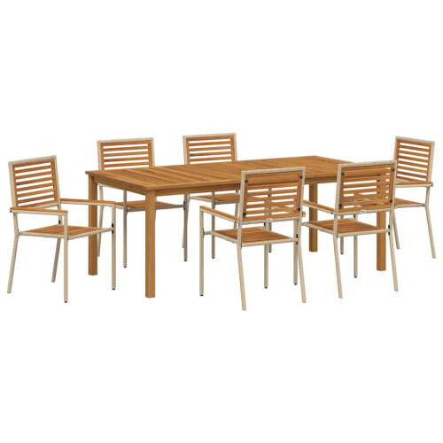 Berkfield Garden Dining Set 7 pcs Beige Solid Acacia Wood 1