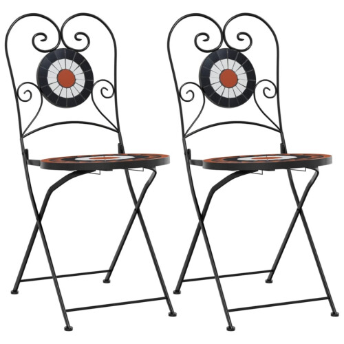 Berkfield Bistro Chairs Foldable 2 pcs Terracotta and White Ceramic 1