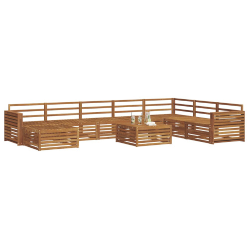 Berkfield Outdoor Sofa Set 9 pcs Natural Solid Acacia Wood 2