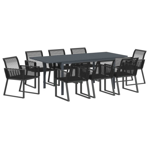 Berkfield Garden Dining Set 9 pcs Black Poly Rattan 1