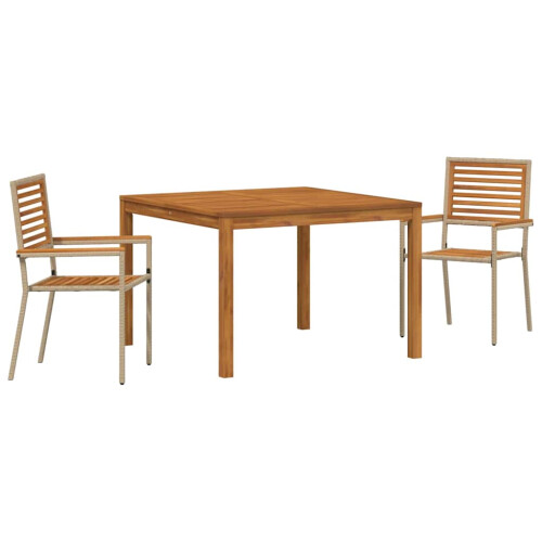 Berkfield Garden Dining Set 3 pcs Beige Solid Acacia Wood 1