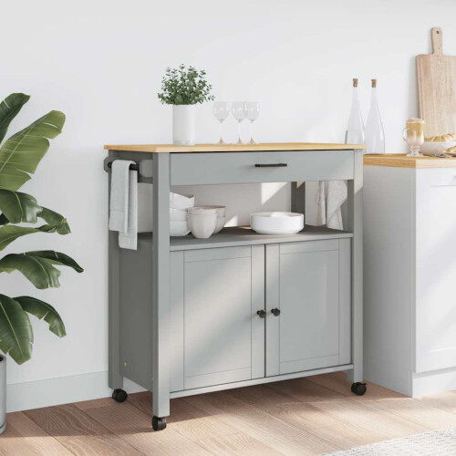 Berkfield Kitchen Trolley MONZA 84x40x88.5 cm Solid Wood Pine 2