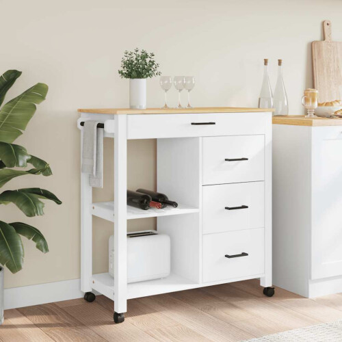Berkfield Kitchen Trolley MONZA 84x40x88.5 cm Solid Wood Pine 2