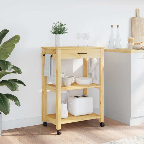 Berkfield Kitchen Trolley MONZA 60x40x88.5 cm Solid Wood Pine 2