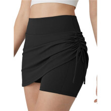 Women'S 2-in-1 Convertible Athletic Skirt with Drawstring - Knee-Length Skort with Pockets for Sports & Casual Black S