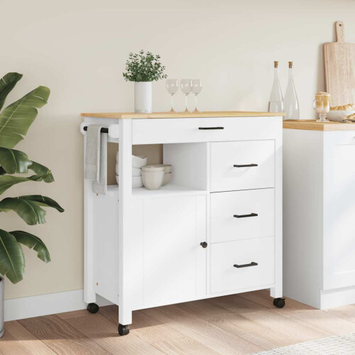 Berkfield Kitchen Trolley MONZA 84x40x88.5 cm Solid Wood Pine 2