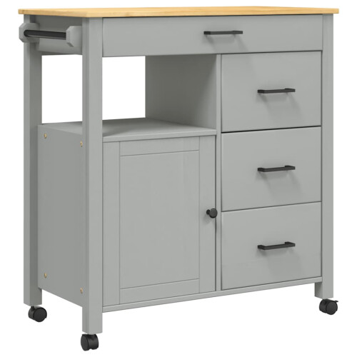 Berkfield Kitchen Trolley MONZA 84x40x88.5 cm Solid Wood Pine 1