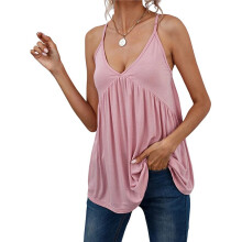 Women Bulid in Bra Casual Flowy Adjustable Spaghetti Strap Tank Top L