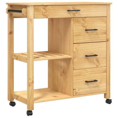 Berkfield Kitchen Trolley MONZA 84x40x88.5 cm Solid Wood Pine 1