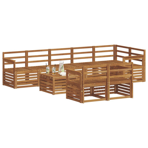 Berkfield Sofa Sets 9 pcs Natural Solid Acacia Wood 2