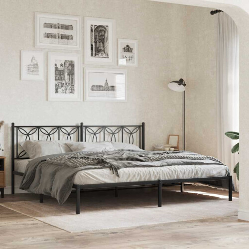 Berkfield Metal Replace Headboard Black 193 cm 2