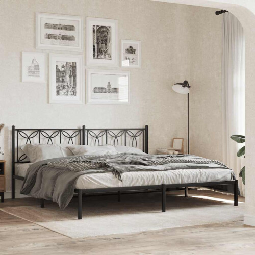Berkfield Metal Replace Headboard Black 200 cm 2