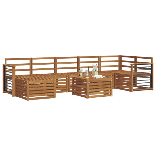 Berkfield Sofa Sets 8 pcs Natural Solid Acacia Wood 2