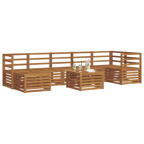 Berkfield Outdoor Sofa Set 8 pcs Natural Solid Acacia Wood 2