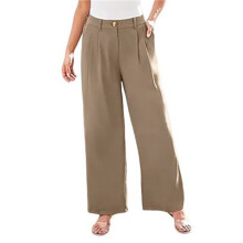 Wide Leg Dress Pants Women'S High Waisted Dressy Trousers Light Coffee M