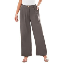 Wide Leg Dress Pants Women'S High Waisted Dressy Trousers Mocha Brown M