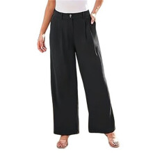 Wide Leg Dress Pants Women'S High Waisted Dressy Trousers Black L