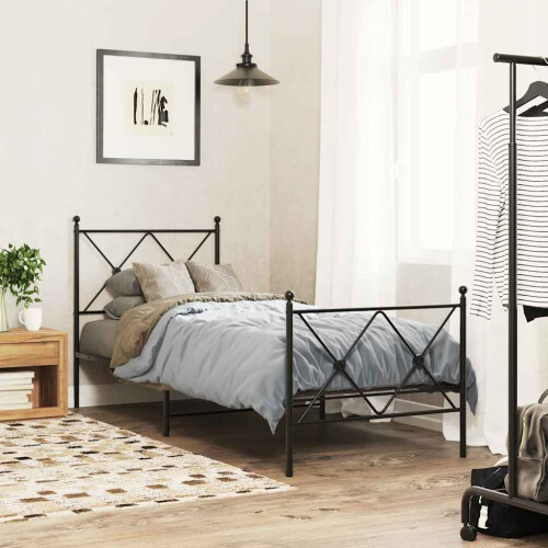 Berkfield Metal Replace Headboard Black 75cm 2