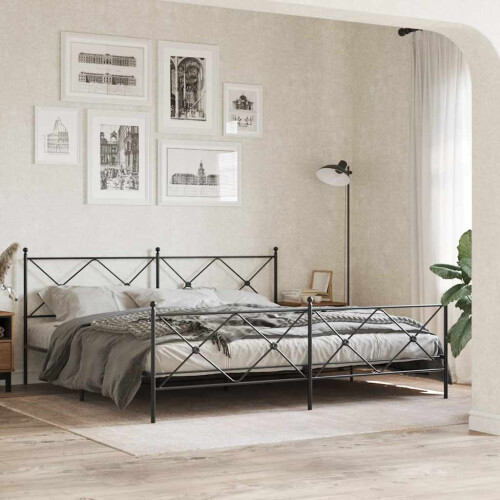 Berkfield Metal Replace Headboard Black 200cm 2