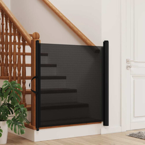 Berkfield Retractable Pet Gate Black 82.5x125 cm 2