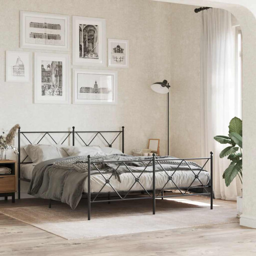 Berkfield Metal Replace Headboard Black 160cm 2