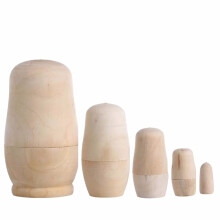 Unpainted Wooden Matryoshka Dolls 5 Piece Set for DIY Painting Crafts and Creative Desk Decor