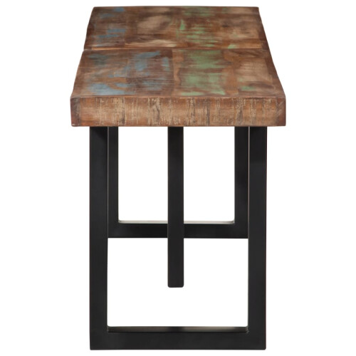 Berkfield Bench 160 cm Solid Wood Reclaimed and Steel 2