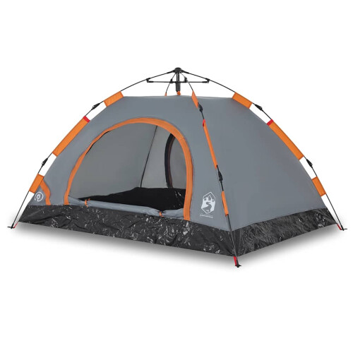 Berkfield Camping Tent 4-Person Grey and Orange Quick Release 1