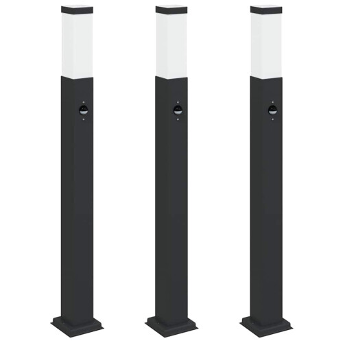 Berkfield Bollard Lights with Sensor 3 pcs 80 cm Black IP44 1