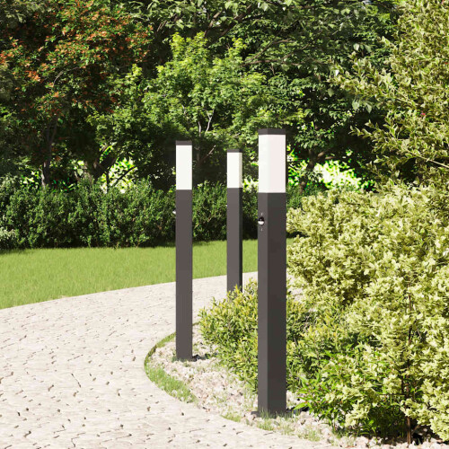 Berkfield Bollard Lights with Sensor 3 pcs 80 cm Black IP44 2