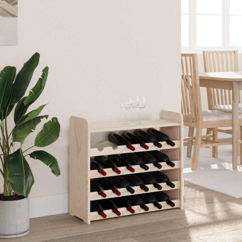 Berkfield Wine Rack with Top Board 67.5x25x60 cm Solid Wood Pine 2