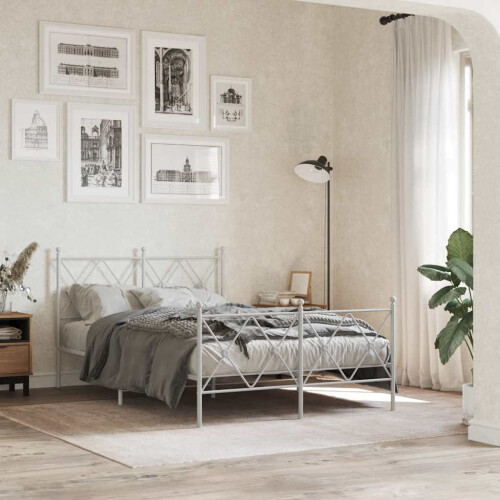 Berkfield Metal Replace Headboard White 120cm 2