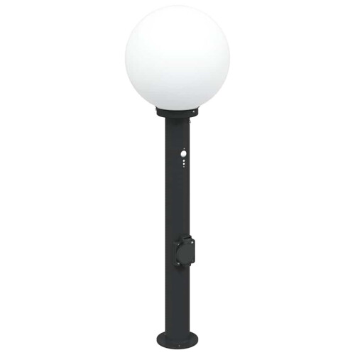 Berkfield Bollard Light with Sensor&Outlet 80 cm Black IP44 1