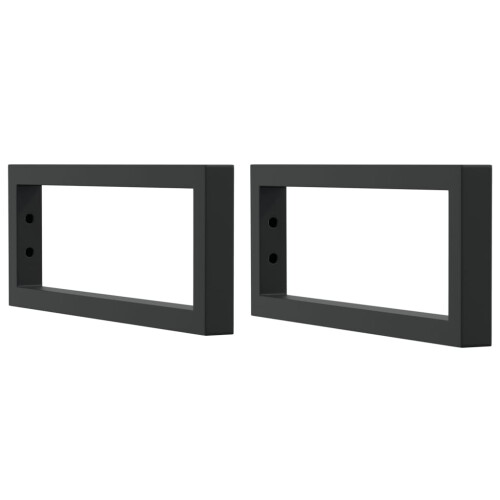 Berkfield Shelf Brackets for Washbasin 2 pcs Black Rectangular Steel 1
