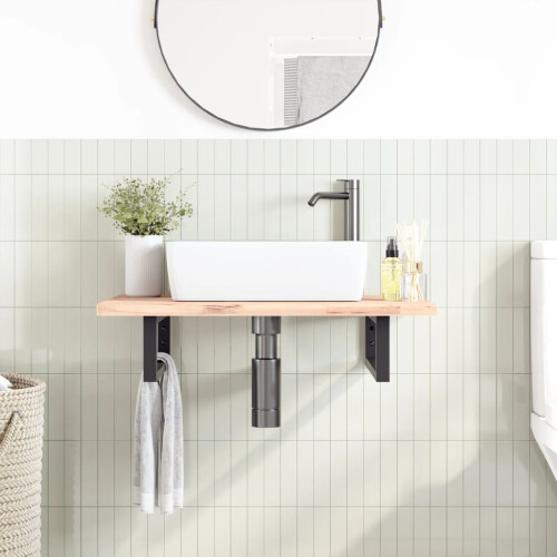 Berkfield Shelf Brackets for Washbasin 2 pcs Black Rectangular Steel 2