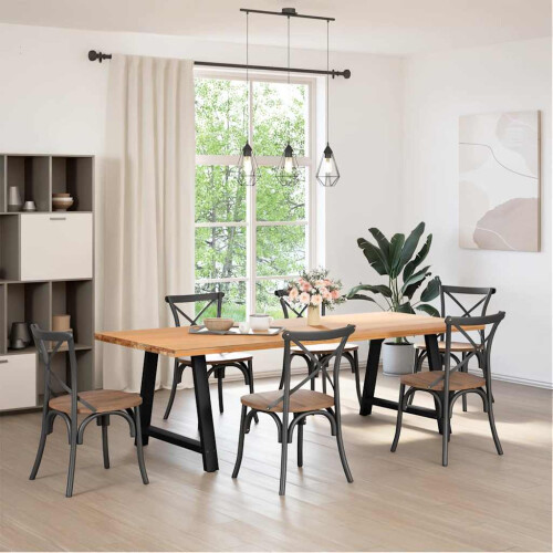 Berkfield Dining Table Legs A-Shaped 2 pcs Black†90x(72-73) cm Steel 1