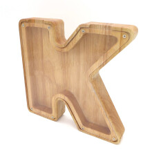Wooden Letter K Piggy Bank for Kids Girls, Alphabet Coin Bank with Visible Saving Design