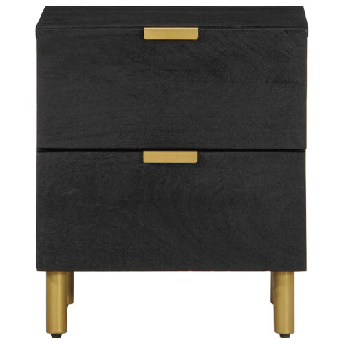 Berkfield Bedside Cabinet Black 40x33x46 cm Solid Wood Mango 2