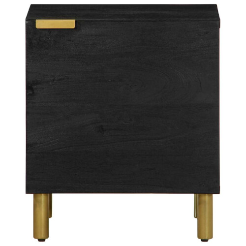 Berkfield Bedside Cabinet Black 40x33x46 cm Solid Wood Mango 2