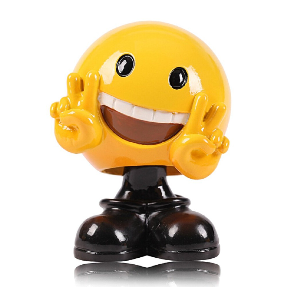 Cute Car Bobblehead Emoji Doll Â Cheerful Dashboard Decoration, Secure Bobble Motion Yellow 9351714830867