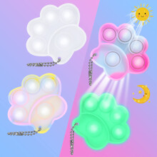 Cute Cat Paw ColorChanging Luminous Mini Pop Fidget Keychain Toy Set for Stress Relief and Fun