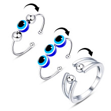 Spinner Fidget Rings Set for Women Adjustable Anxiety Rings with Cubic Zirconia Butterfly Flower Design